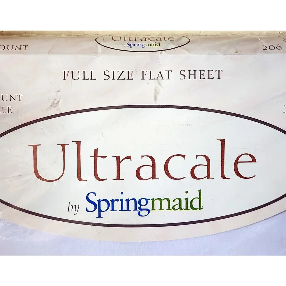 Springmaid Ultracale Full Flat Sheet White 180 Thread Count No-Iron Percale